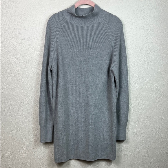 Lululemon Merino Wool Blend Ribbed Mock Neck Gray Mini Sweater Dress 6 - Picture 3 of 8